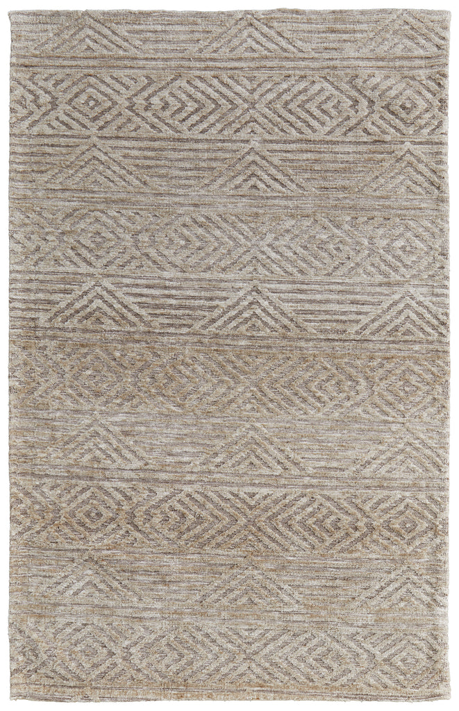 Colton Modern Geometric Tan Ivory Brown Area Rug (2' x 3')