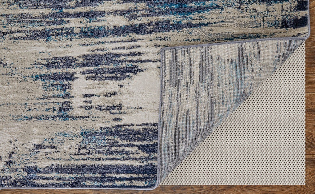 Indio Modern Abstract Tan Blue Ivory Area Rug (12' x 15')