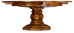Casual Accents Country Walnut Round Extendable Dining Table 59"