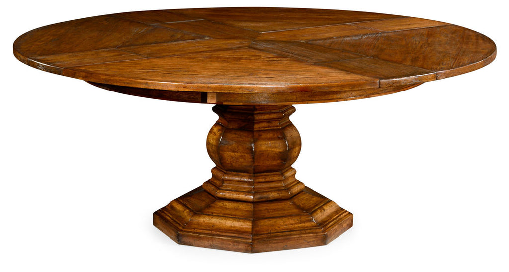 Casual Accents Country Walnut Round Extendable Dining Table 59"