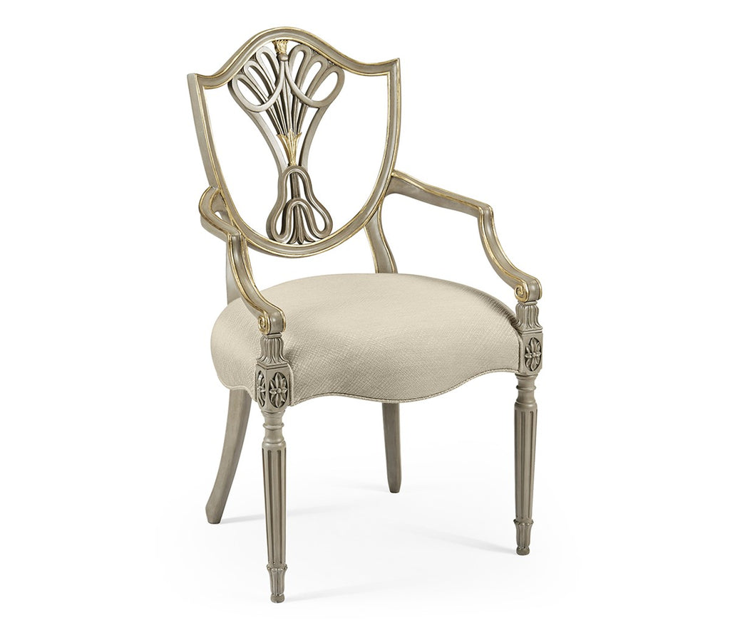 Buckingham Sheraton Grey & Gilded Dining Armchair