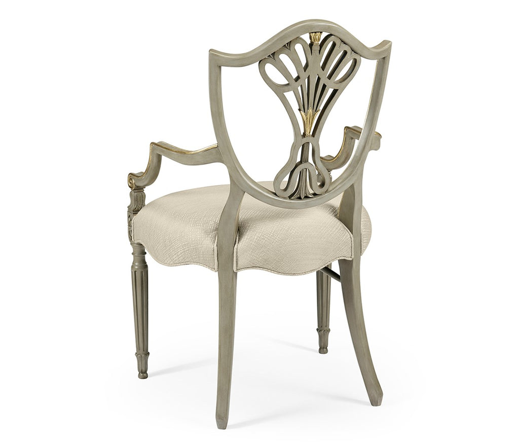 Buckingham Sheraton Grey & Gilded Dining Armchair