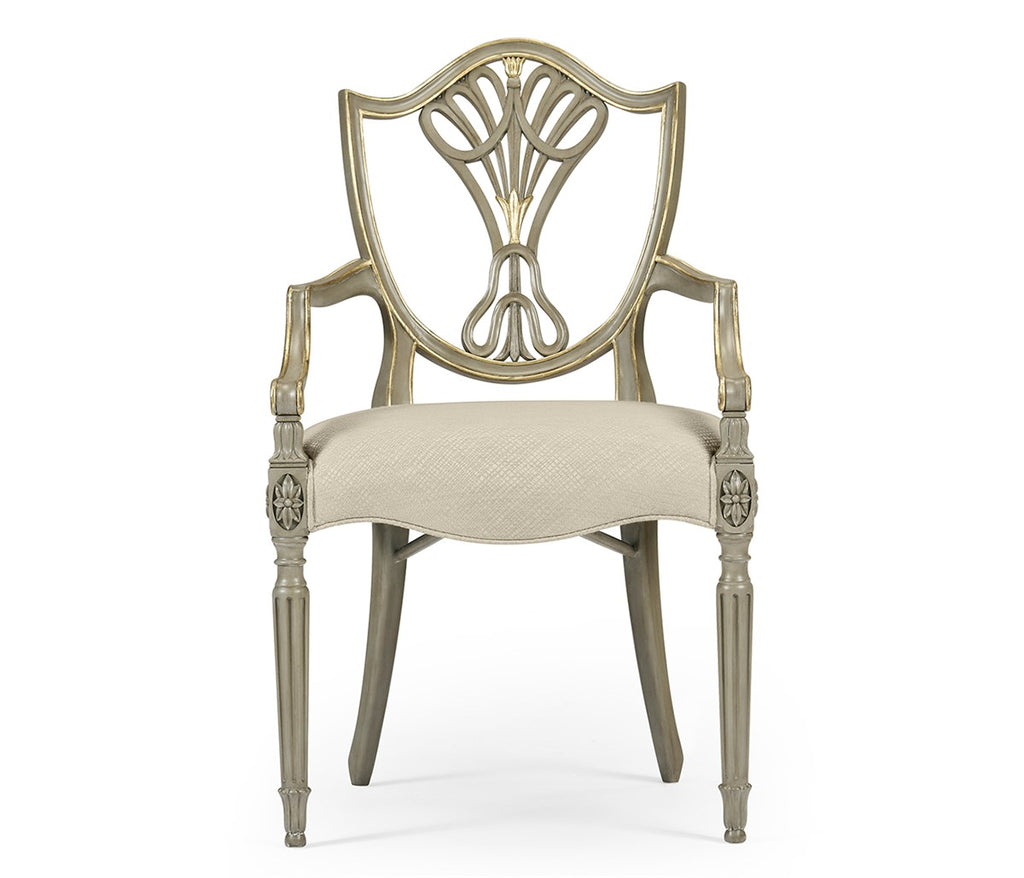 Buckingham Sheraton Grey & Gilded Dining Armchair