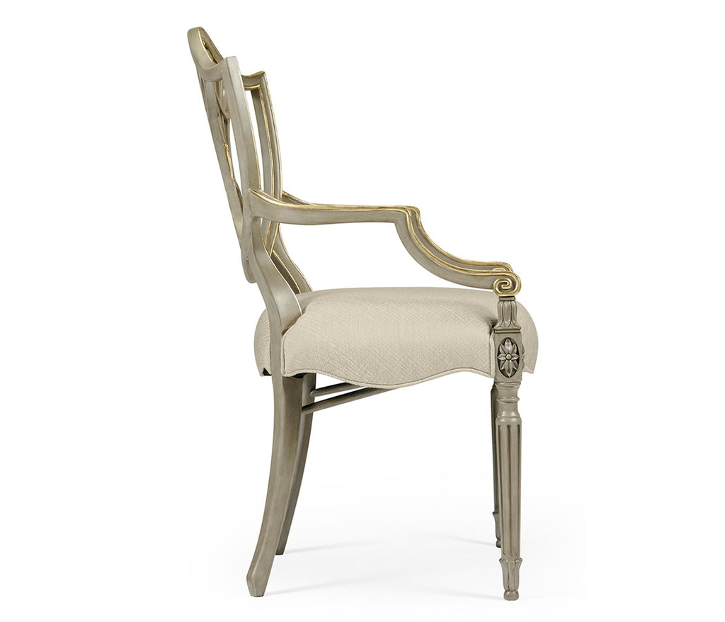 Buckingham Sheraton Grey & Gilded Dining Armchair