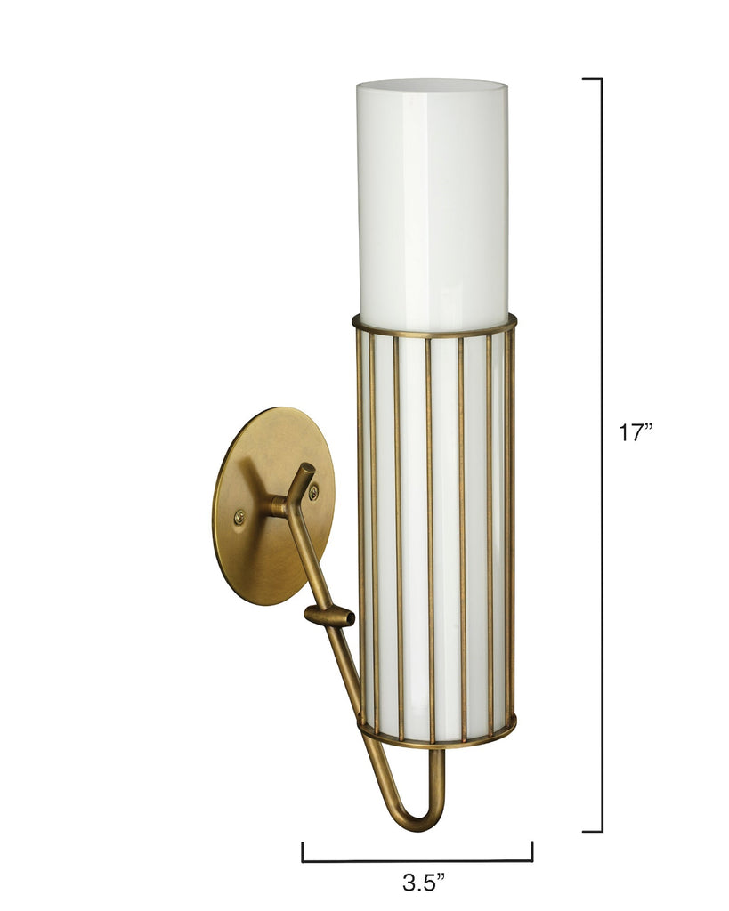 Torino Wall Sconce-Antique Brass-White