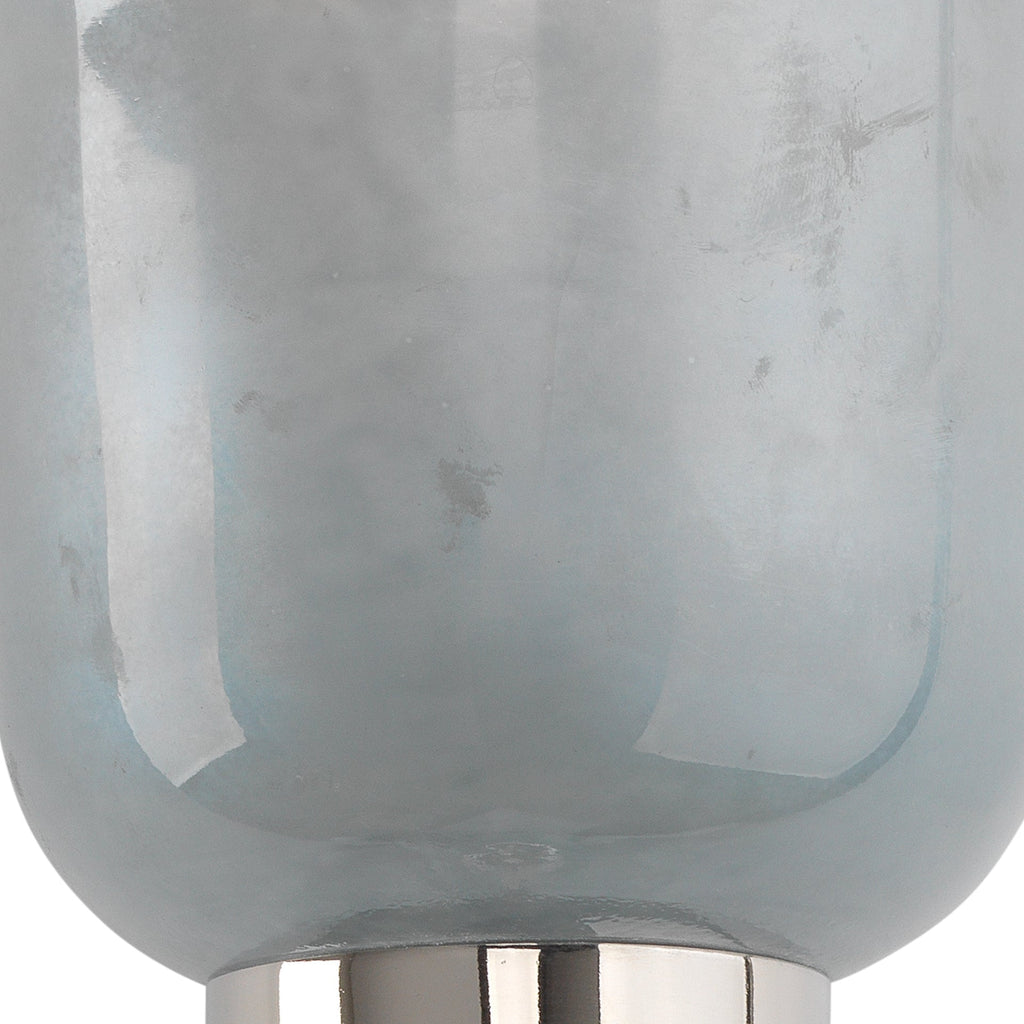 Vapor Double Wall Sconce-Nickel-Opal Blue Metallic Glass