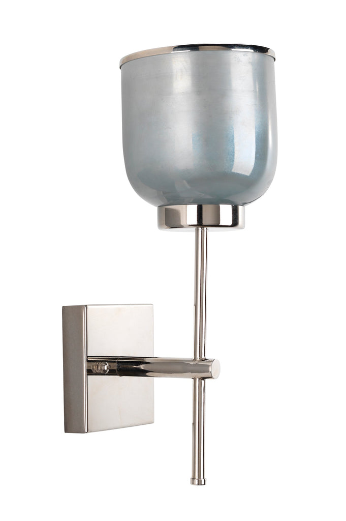 Vapor Single Wall Sconce-Nickel-Opal Blue Metallic Glass
