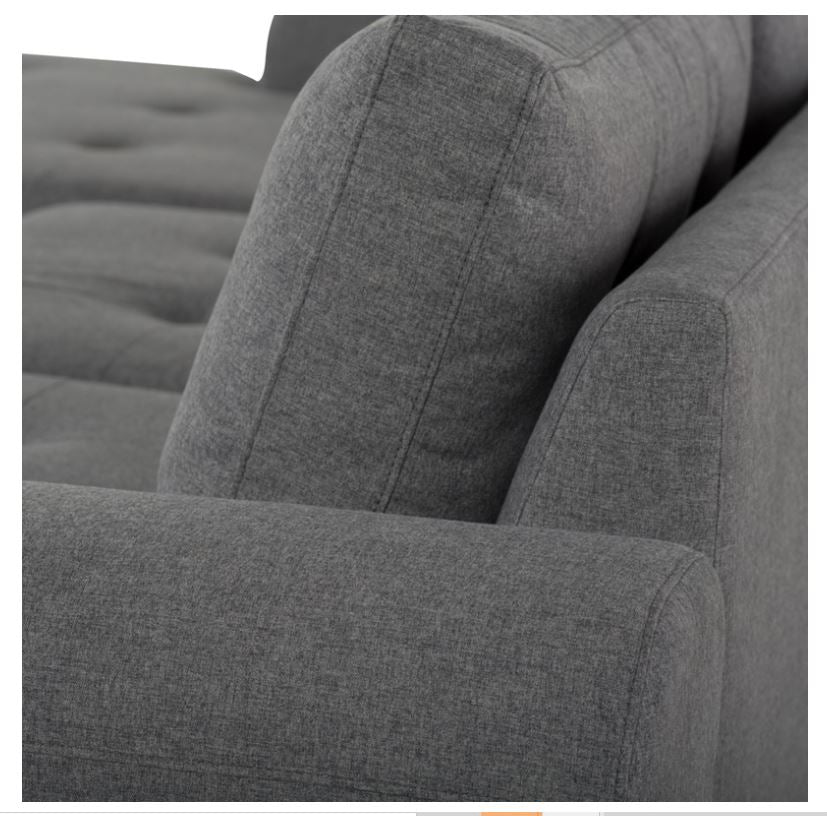 Colyn Sectional Sofa - Shale Grey with Matte Black Steel Legs