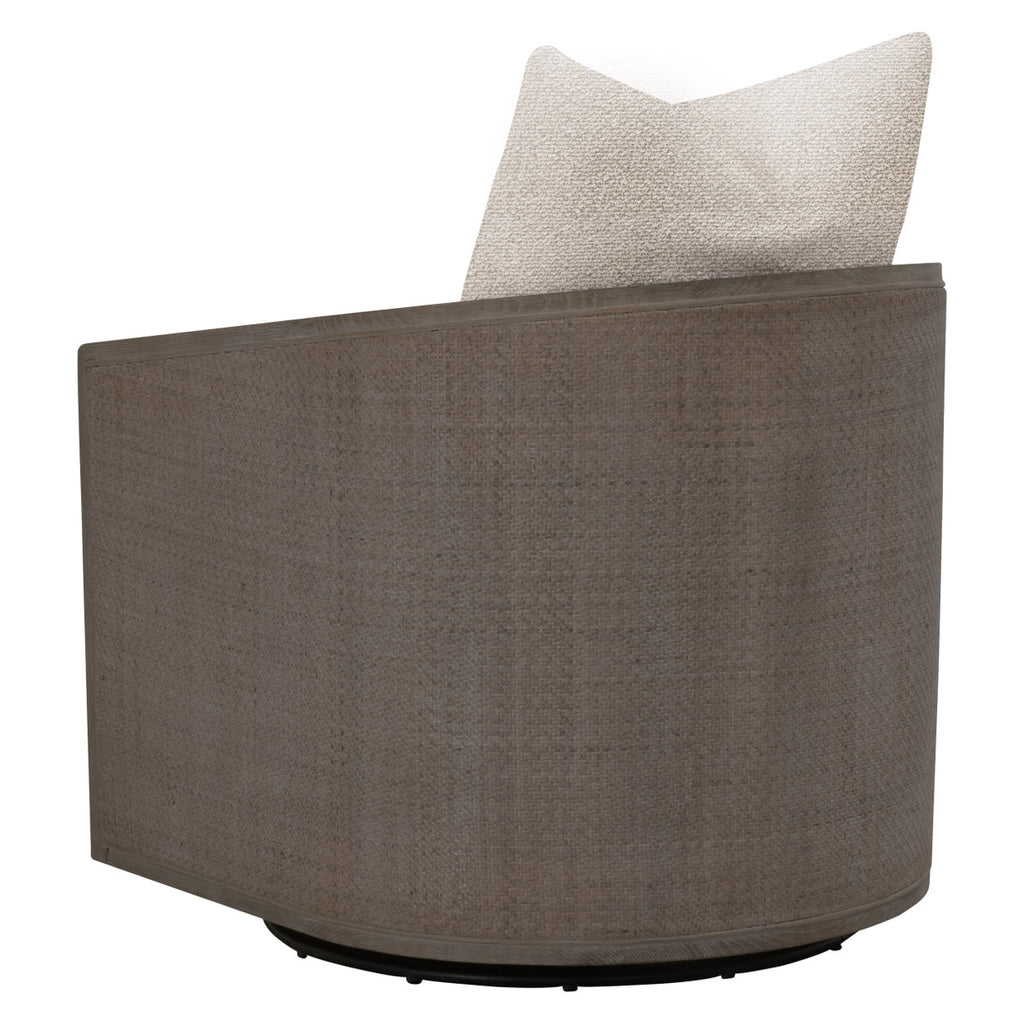 Mcguire Swivel Club Chair, LiveSmart Gellar-Jute, Matte Brown Oak & Cane