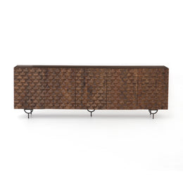 Rio Media Console - Round Cut Antique Brown by Four Hands