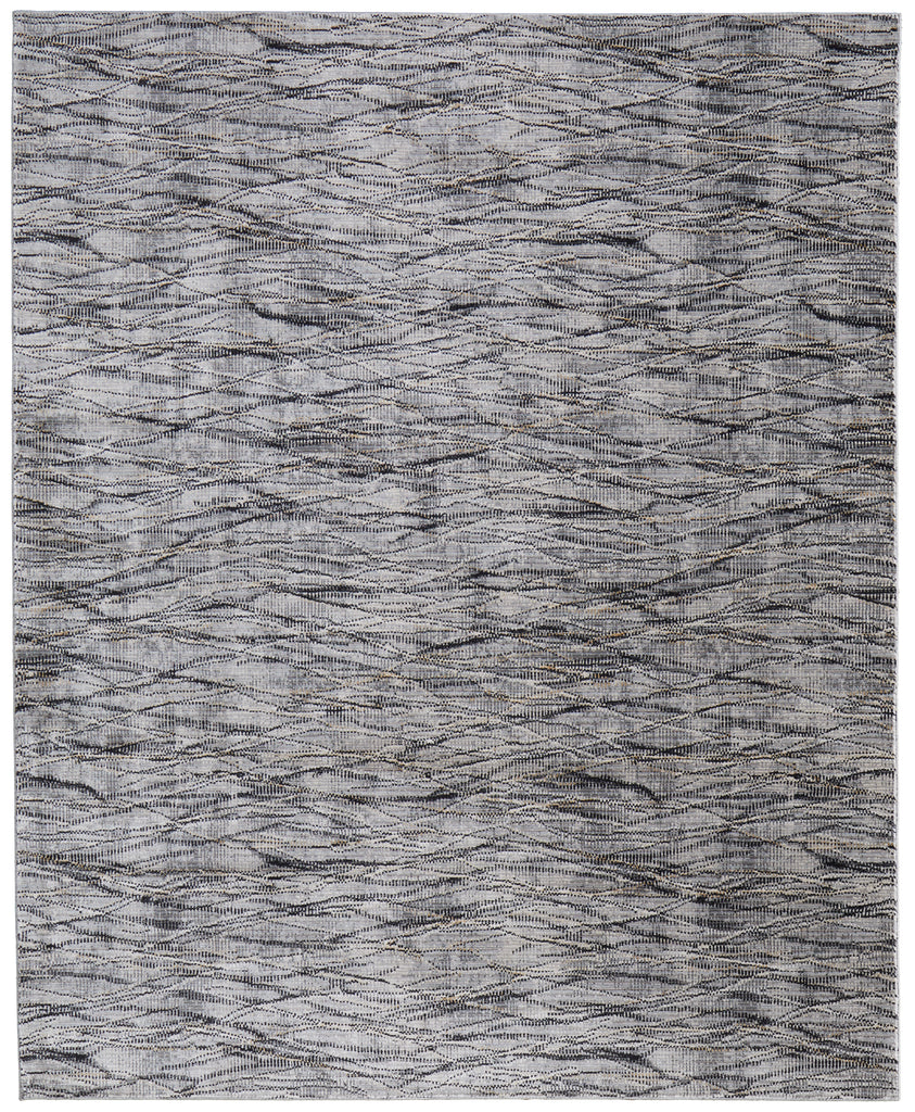 Sonora Modern Abstract Gray Ivory Tan Area Rug (9' x 12'8")