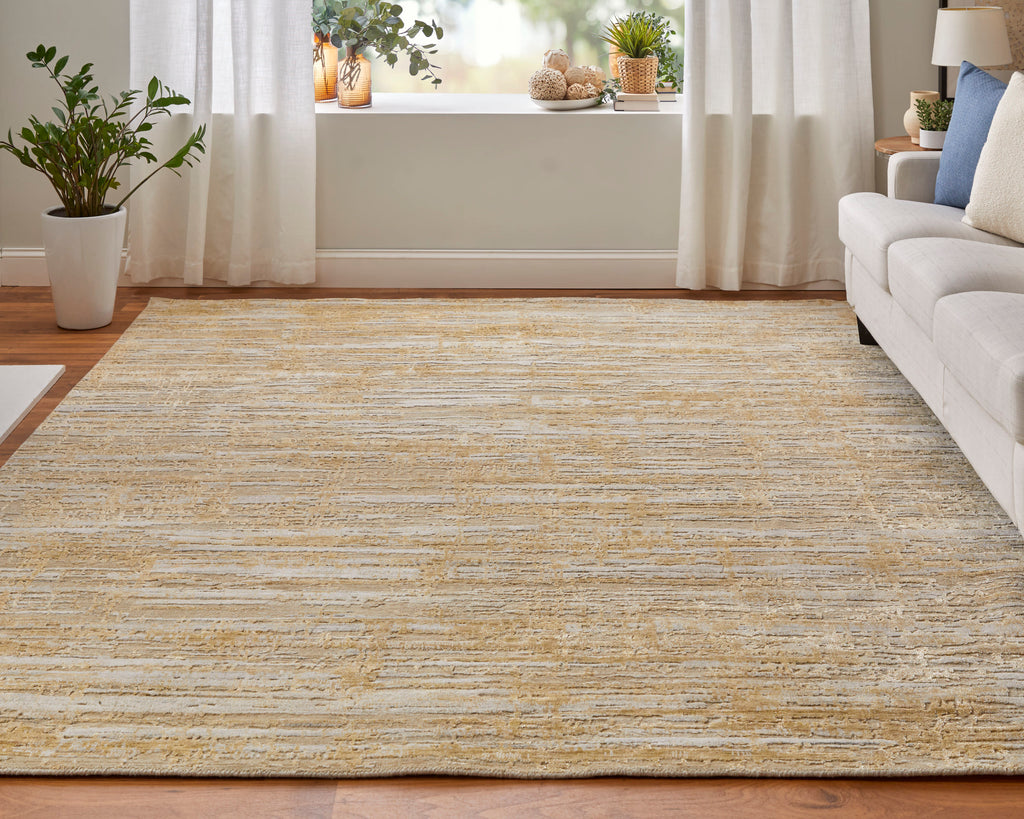 Eastfield Modern Abstract Yellow Ivory Gold Area Rug (2' x 3' / Pattern 3)