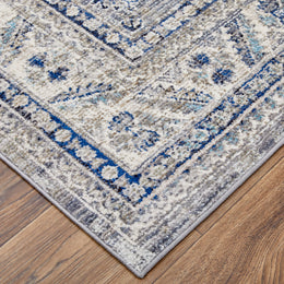 Bellini Transitional Medallion Taupe Gray Blue Area Rug (7'10" x 7'10")