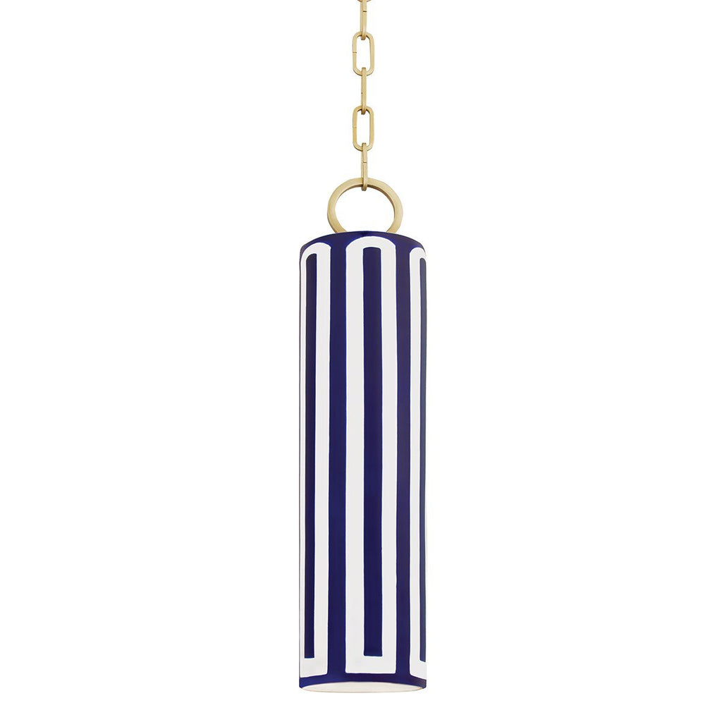 Brookville Pendant - Aged Brass/Blue