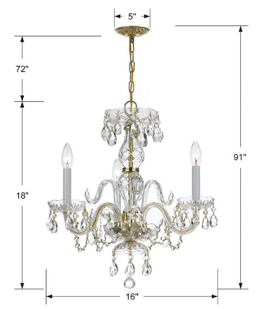 Traditional Crystal 3 Light Mini Chandelier