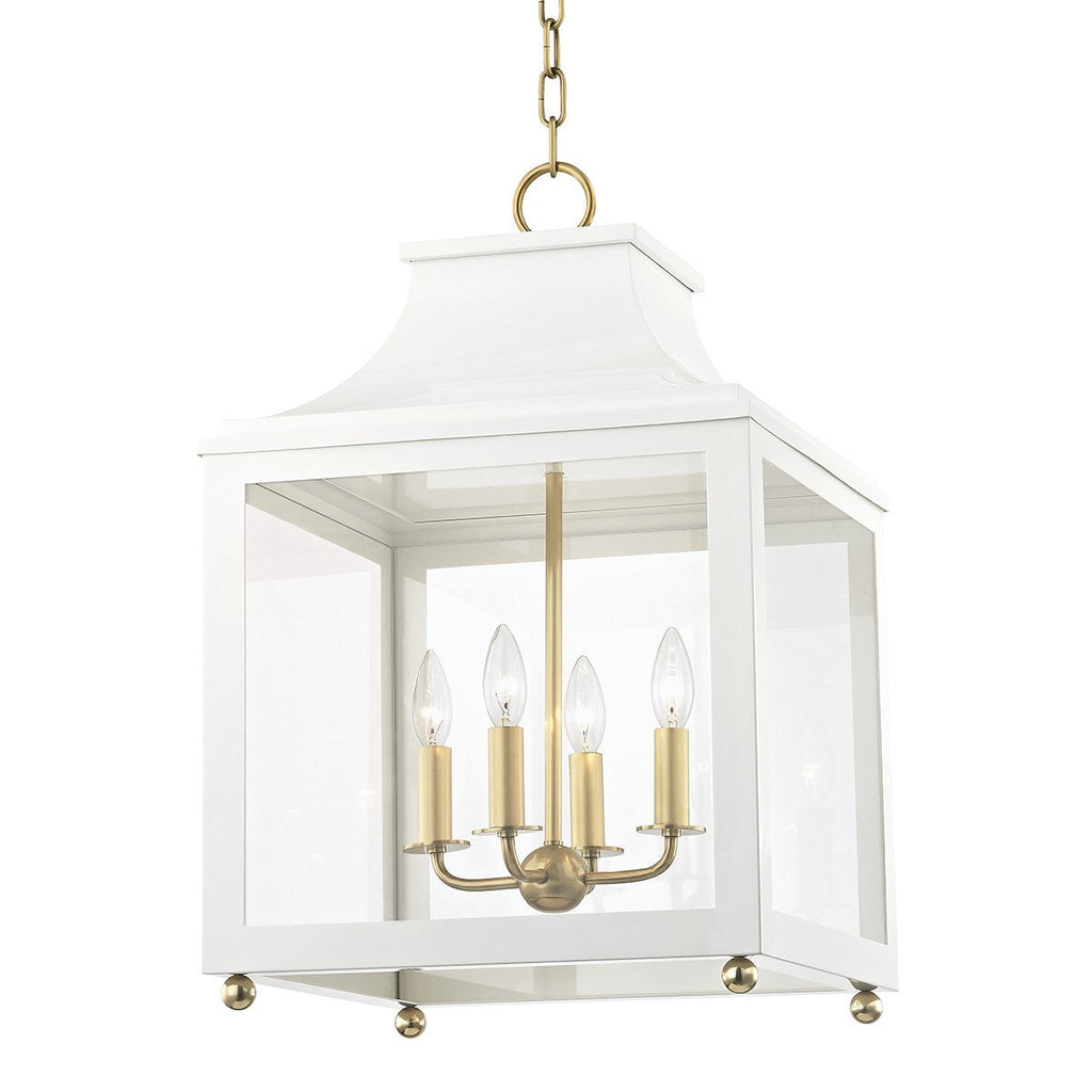 Leigh Pendant 25" - Aged Brass/White