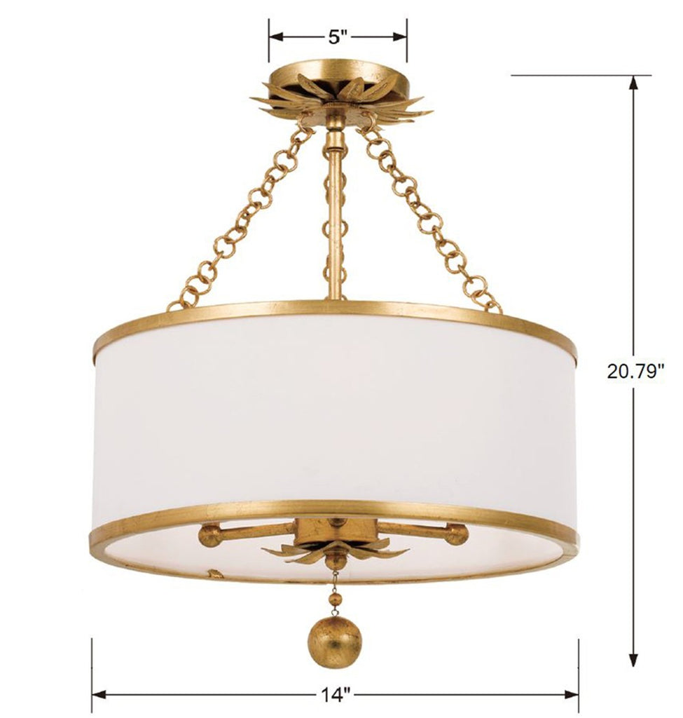 Broche 3 Light Semi Flush