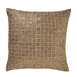 Beaded Basketweave Pillow, Antique Gold