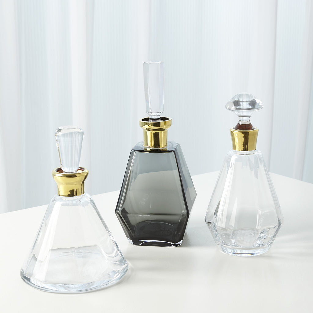 Smoke Decanter with Gold Neck, Smoke Decanter w/Gold Neck