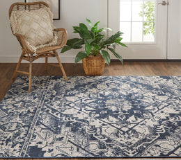 Foster Transitional Oriental Blue Ivory Area Rug (10' x 13'2")