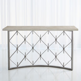 Sidney Console, Natural Iron with Wood Plank Top