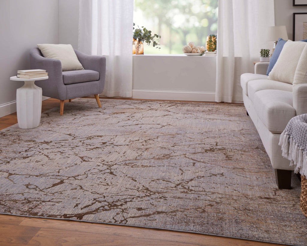 Pryor Modern Abstract Brown Taupe Tan Area Rug (7'10" x 10')