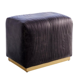 Forest Ottoman, Charcoal Leather