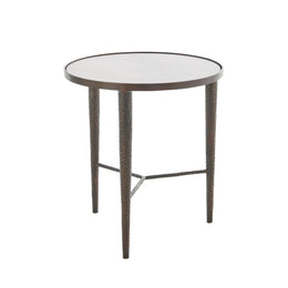 Hammered End Table : Hammered End Table (Bronze w/White Marble)