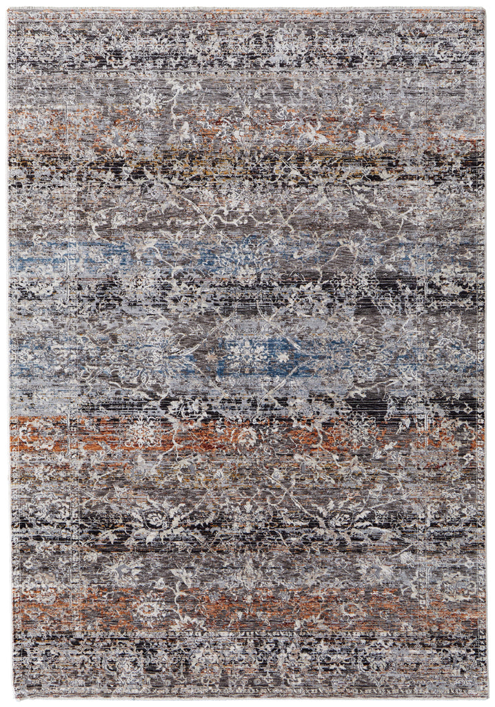 Caprio Transitional Distressed Gray Black Red Area Rug (3'9" x 5'9")