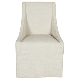 Warwick Upholstered Rolling Dining Chair, Oatmeal