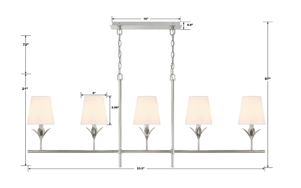 Broche 5 Light Linear Chandelier