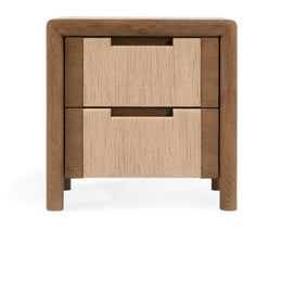 Corda Oak Veneer 2 Drawer Nightstand, Nut Brown/Natural