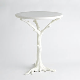 White Faux Bois Side Table