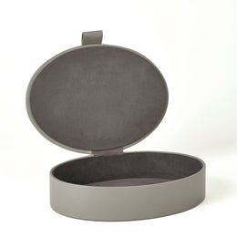 Signature Oval Leather Box : Signature Oval Leather Box (Large / Marble Grey)