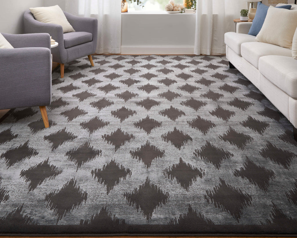 Azeri Iv Transitional Diamond Gray Taupe Area Rug (5' x 8')