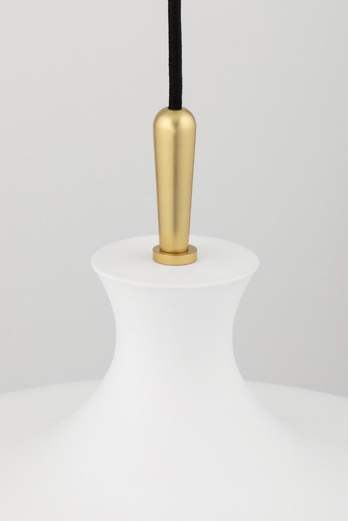 Cassidy Pendant 10" - Aged Brass/White