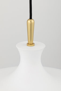 Cassidy Pendant 10" - Aged Brass/White