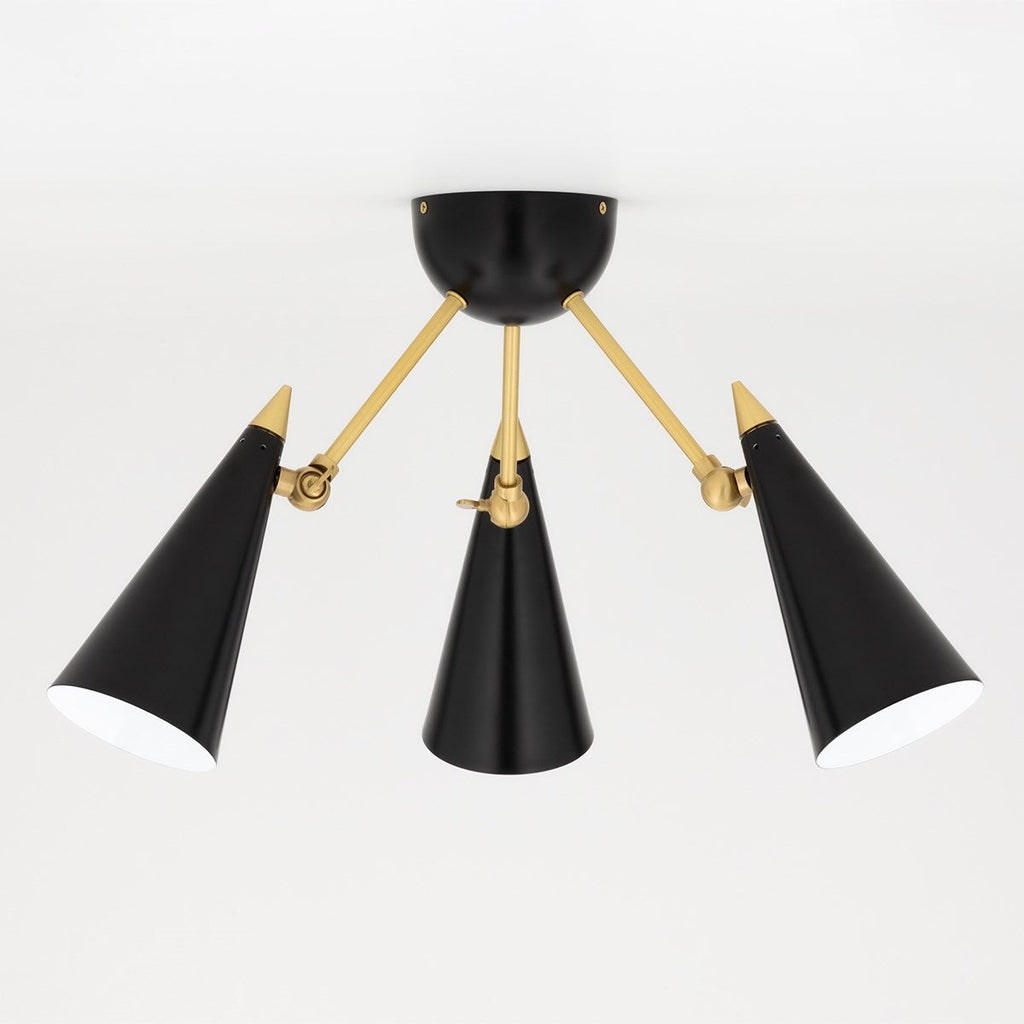 Moxie Semi Flush - Aged Brass/Dusk Black