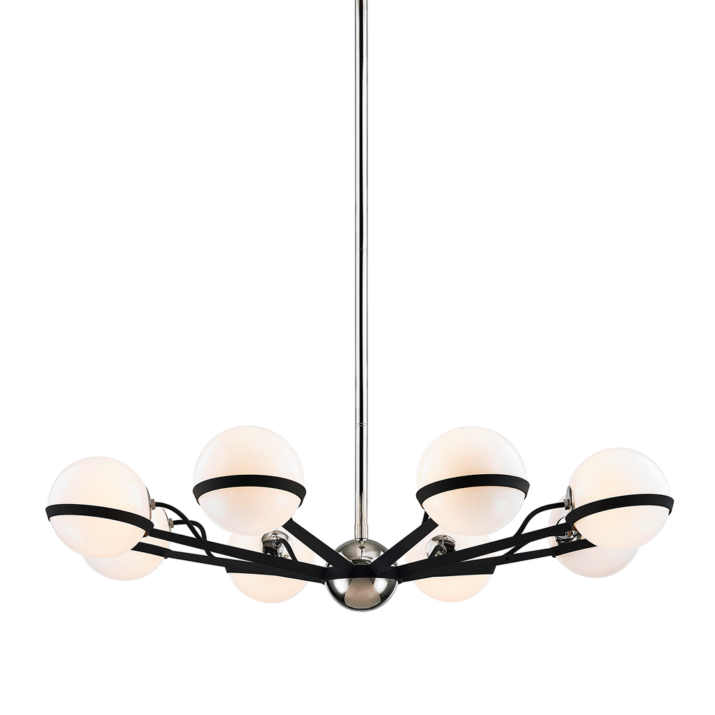 Ace Chandelier 9" - Carb Blk W Pol Nickel Accents