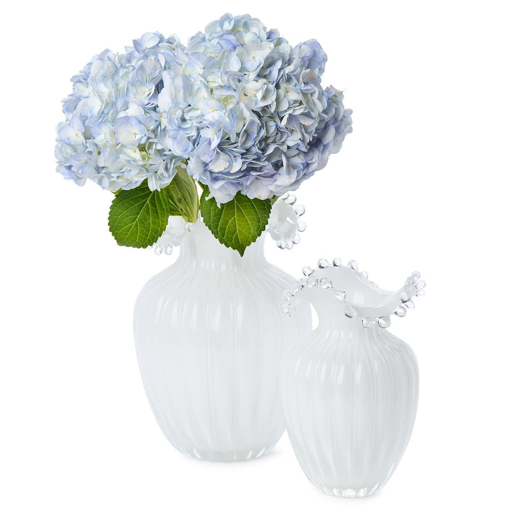 S/2 Glass Pearl White Vases