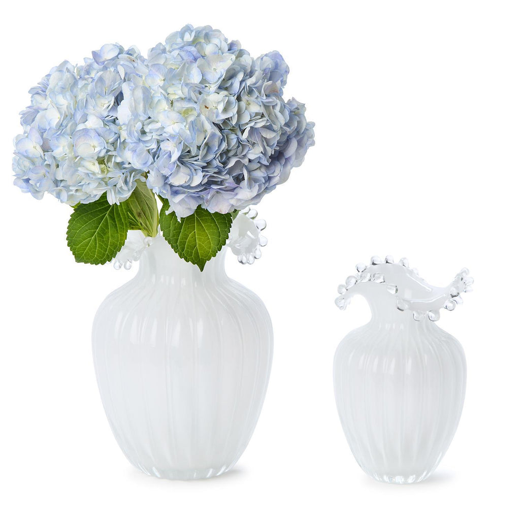 S/2 Glass Pearl White Vases