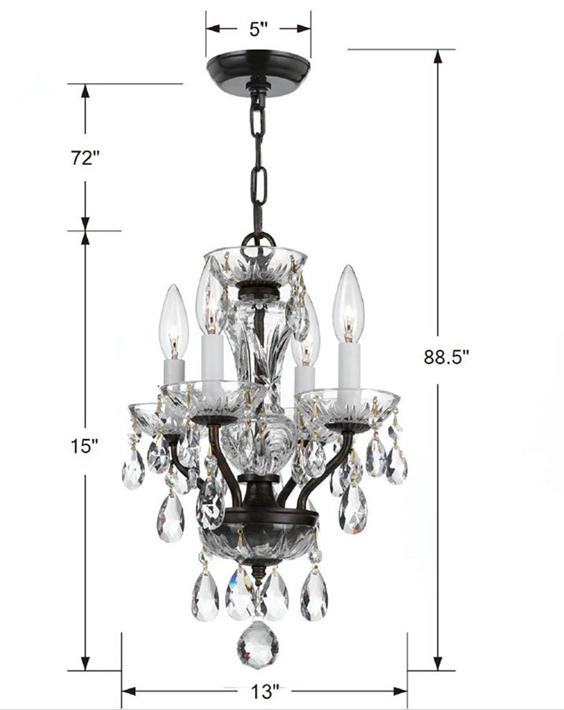 Traditional Crystal 4 Light Mini Chandelier