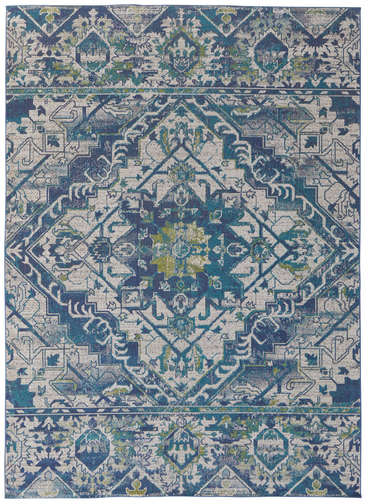 Foster Transitional Oriental Blue Green Ivory Area Rug (10' x 13'2")