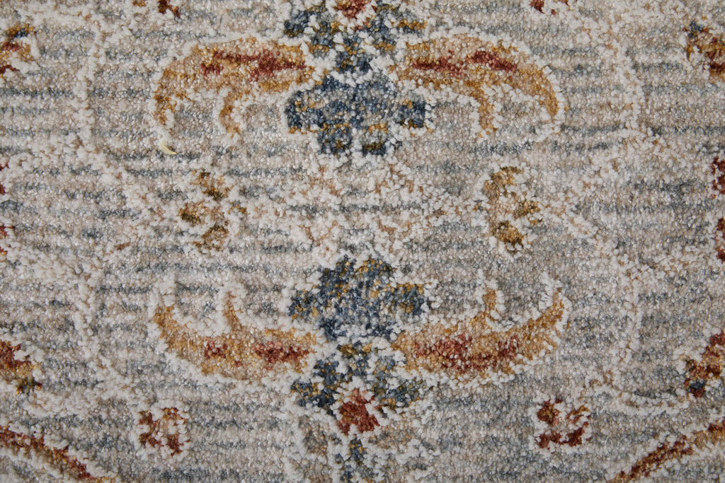 Pasha Transitional Ikat Ivory Blue Taupe Area Rug (7'10" x 10'3")