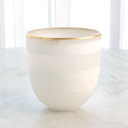 Striped Alabaster Bowl : Striped Alabaster Bowl (Large / White/Gold)