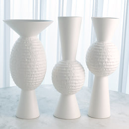 High Chiseled Orb Vase, Matte White