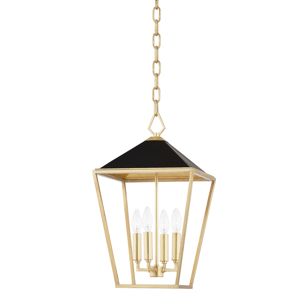 Paxton 4 Light Small Pendant - Gold Leaf/Black