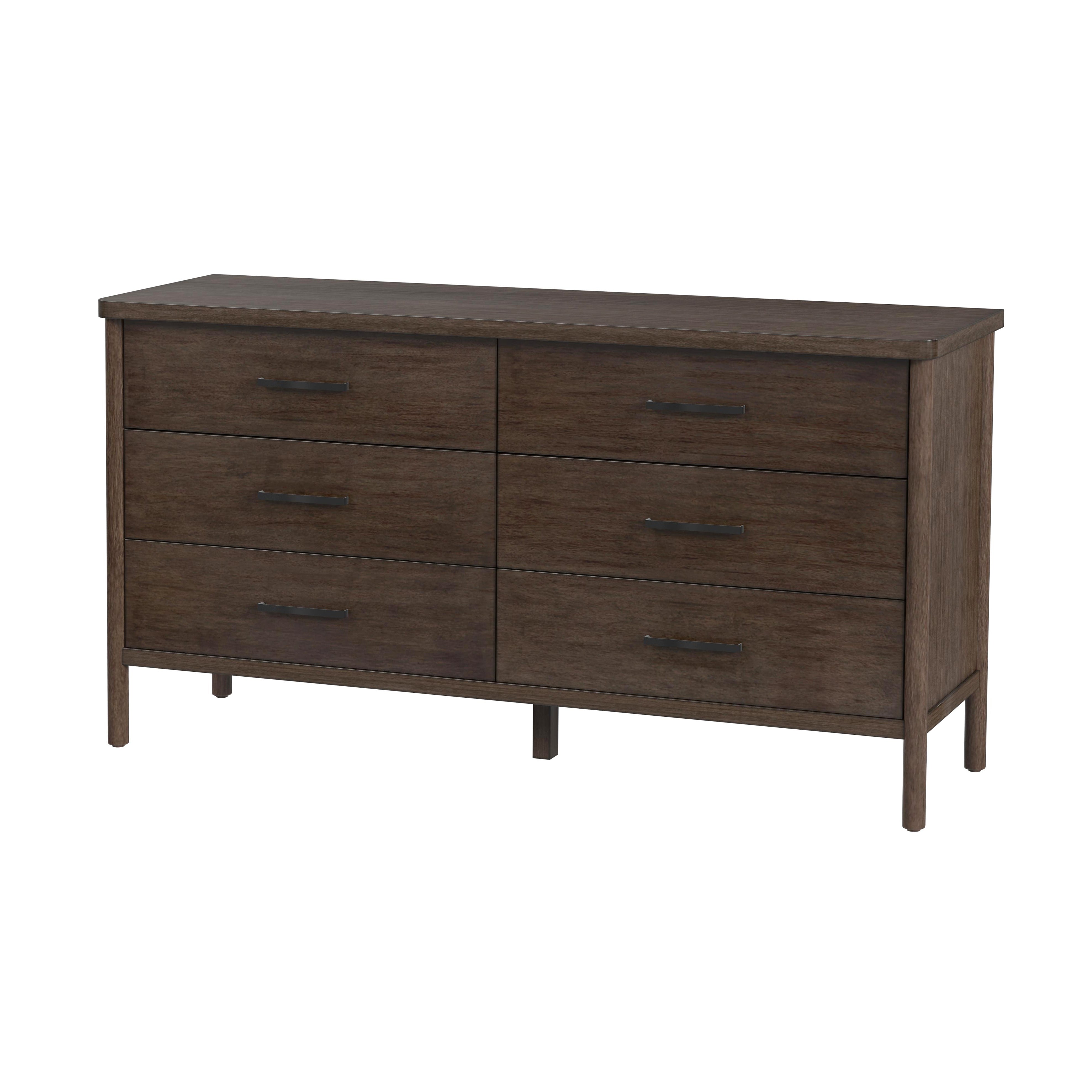 Rectangle A Resser Lennon 60 in. W Rectangular Wood 6 Drawer Rounded Leg Dresser