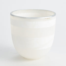 Striped Alabaster Bowl - White, Silver