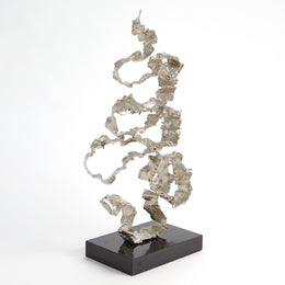 Squiggles Sculpture, Nickel with Black Granite